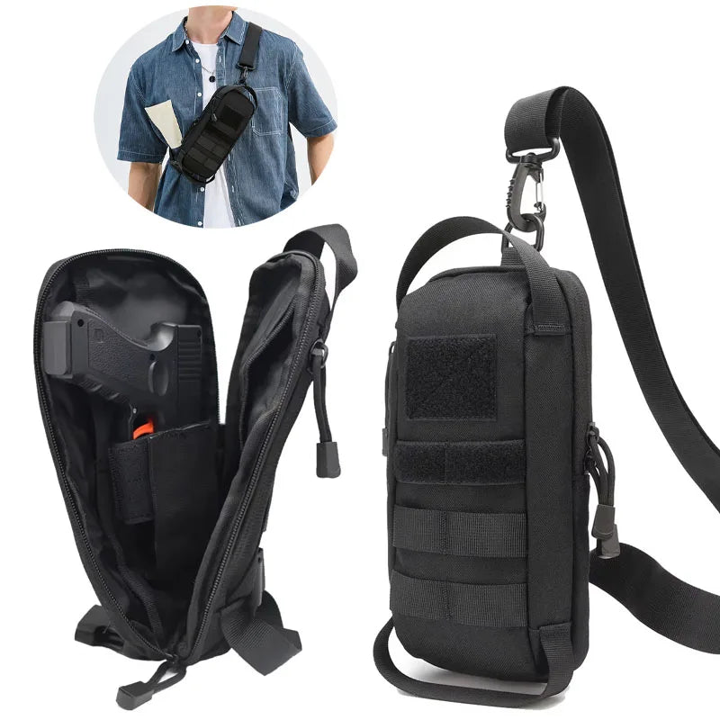 Tactical IWB Concealment Pistol Pouch - MOLLE Shoulder Strap Gun Holster for Glock 17/19, 1911, Taurus G2C, HK USP