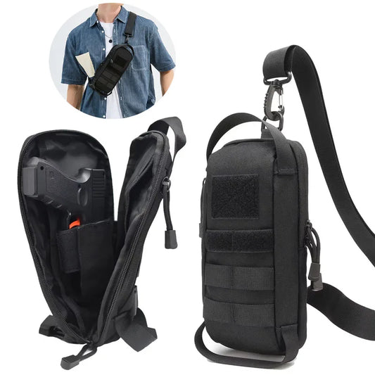 Tactical IWB Concealment Pistol Pouch - MOLLE Shoulder Strap Gun Holster for Glock 17/19, 1911, Taurus G2C, HK USP