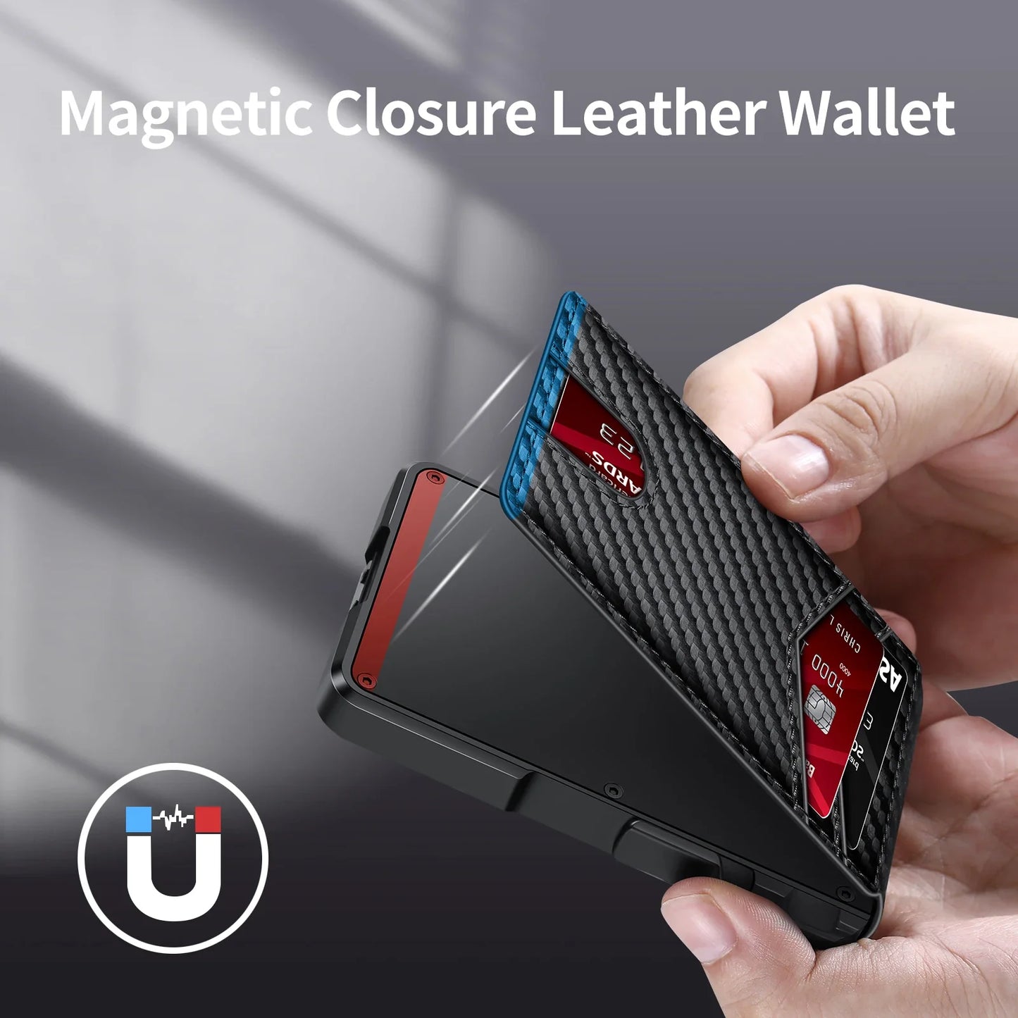 Men's Tactical Bifold Wallet – Metal RFID Blocking, Aluminum Money & Card Holder, Minimalist Design with Gift Box