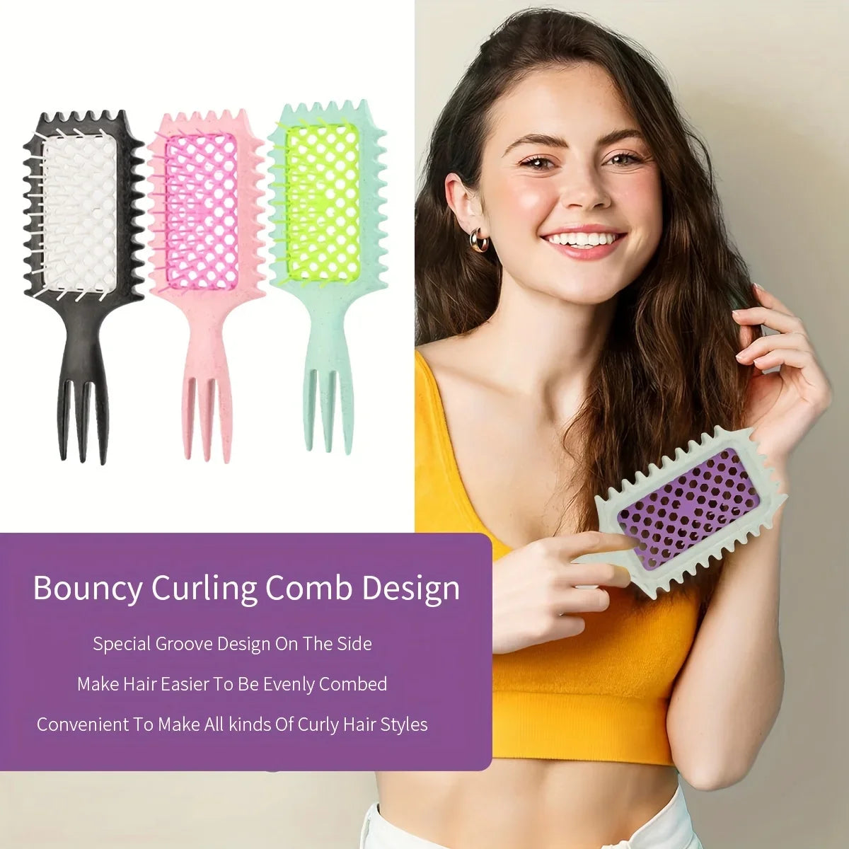 3-in-1 Hair Comb Set - Hollow Curl Enhancing Styling Comb with Massage & Parting Function