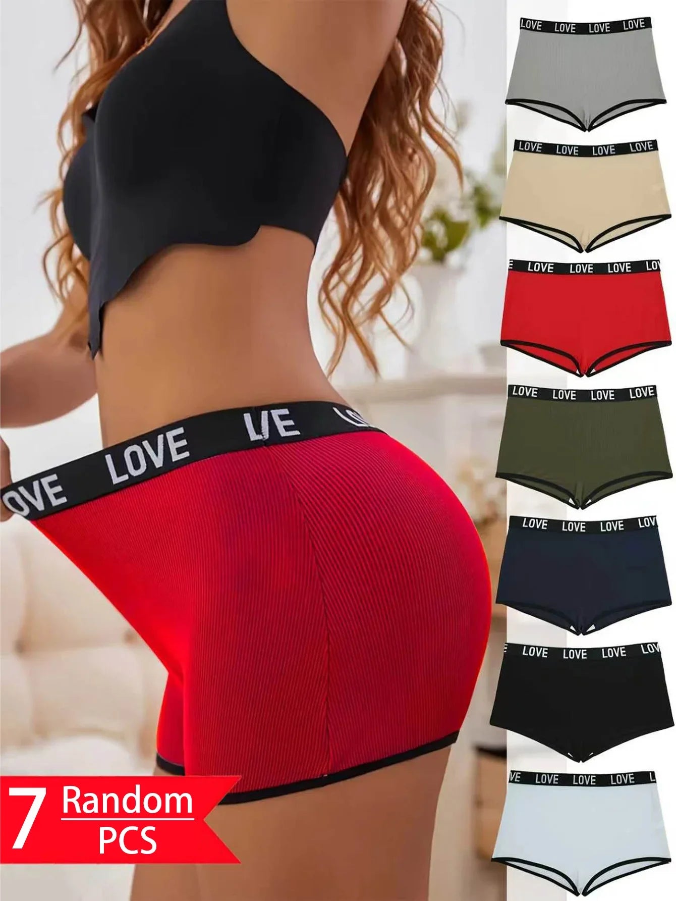 7 Pairs Women’s Lettered Waistband Briefs - Mixed Color Comfortable Sporty Casual Underwear Set