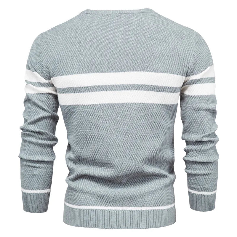 Men's Autumn Patchwork Sweater - O-Neck Long Sleeve Slim Fit Warm Casual Fashion Pullover Top