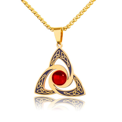 Witchcraft Witch Knot Necklace - Irish Trinity Knot Triple Spiral Pendant, Stainless Steel Ankh Cross Pentagram Amulet Jewelry