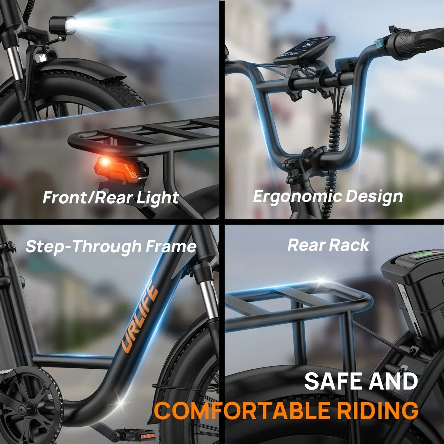 URLIFE E20 Electric Bike 1000W – 48V 13Ah Removable Battery, 20"×3" Fat Tire, 20MPH 7-Speed E-Bike with Dual Disc Brakes