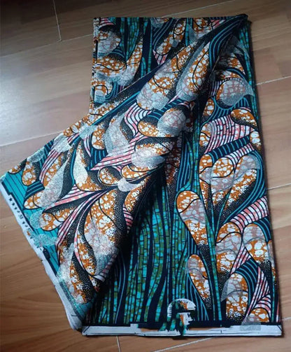 African Golden Glitter Wax Fabric - 6 Yards Ankara Batik Pagne Material for Sewing & Fashion Designs
