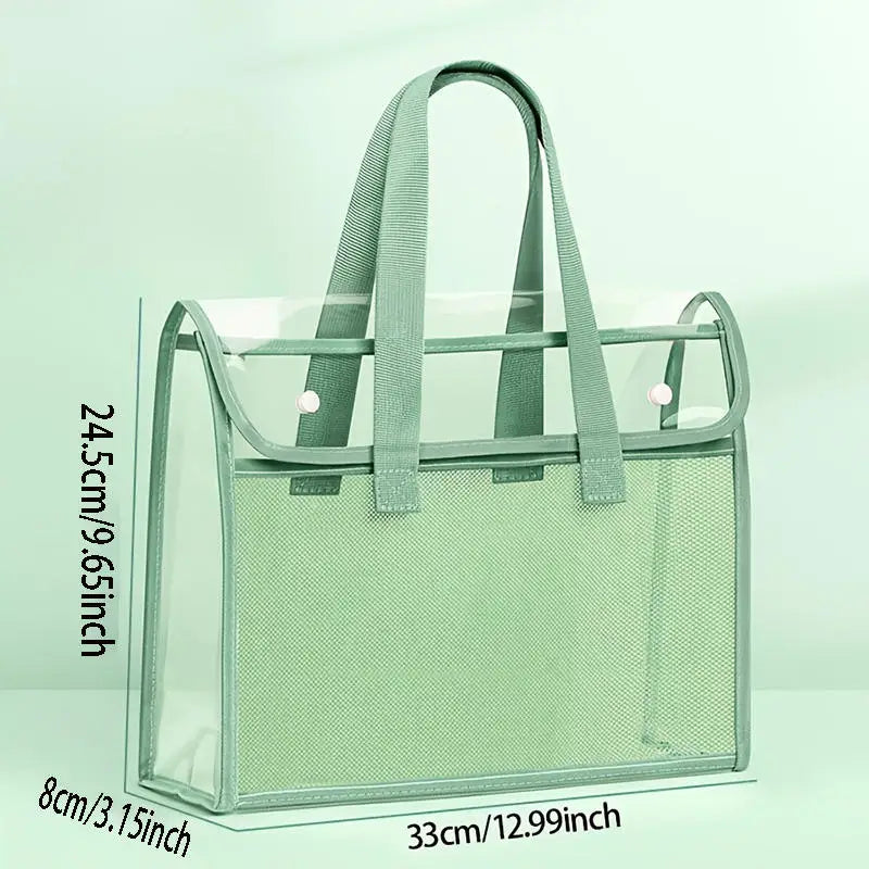 Transparent PVC Exam Bag - Large Capacity Waterproof Study Pouch for School Test Papers, Documents & Stationery Storage