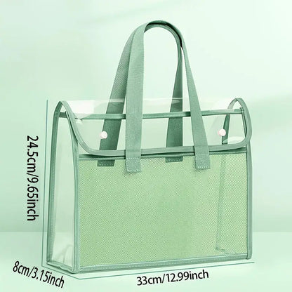 Transparent PVC Exam Bag - Large Capacity Waterproof Study Pouch for School Test Papers, Documents & Stationery Storage