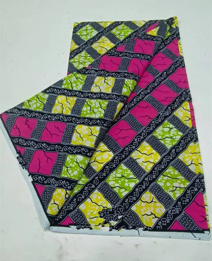 African Wax Print Fabric 6 Yards - Ghana Kente Design Ankara Kitenge Pagne