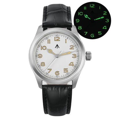 Militado ML08 Vintage Quartz Watch - VH31 Movement 38mm Sapphire Crystal Wristwatch with C3 Green Luminous Dial