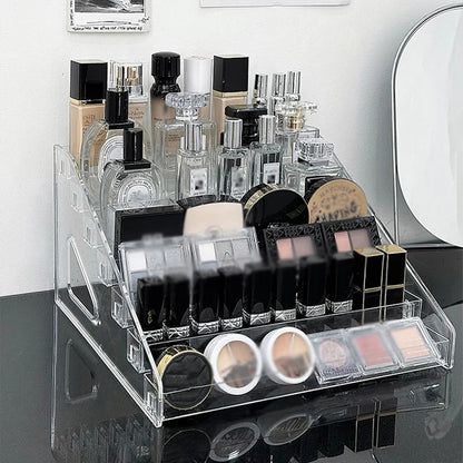 Transparent Display Stand and Storage Rack | Cosmetic Organizer Tray for Nail Polish, Toys, and Stepped Lipstick | Desk Storage