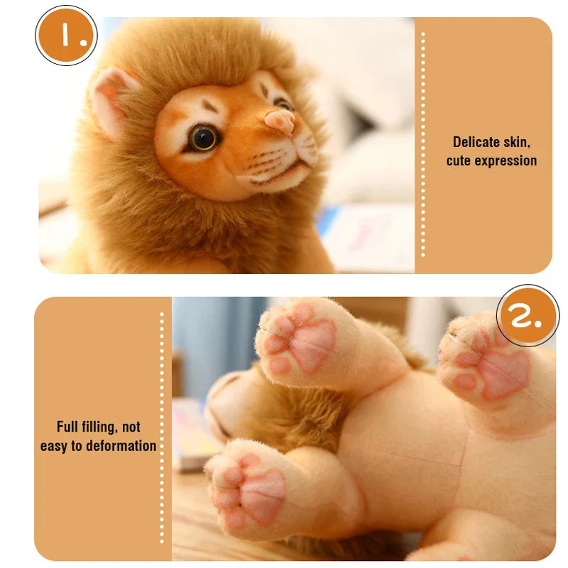 Simulation Tiger & Lion Plush Toy – Kawaii Stuffed Animal Doll, Pillow & Home Decor Gift for Kids