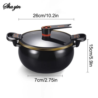 Chubby Micro Pressure Pot - 7L Large Capacity 26cm Non-Stick Multi-Function Stew Pot for Gas & Induction Cookers