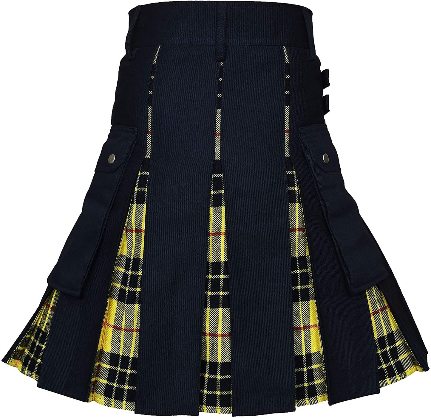 Men's Utility Kilt – 100% Cotton Jeans Hybrid with Modern Box Pleated Tartan, Traditional Design