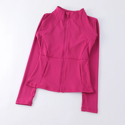New Yoga Wear Ladies Coat – High Elastic Loose Fitness Top, Long Sleeve Stand-Up Collar for Exercise