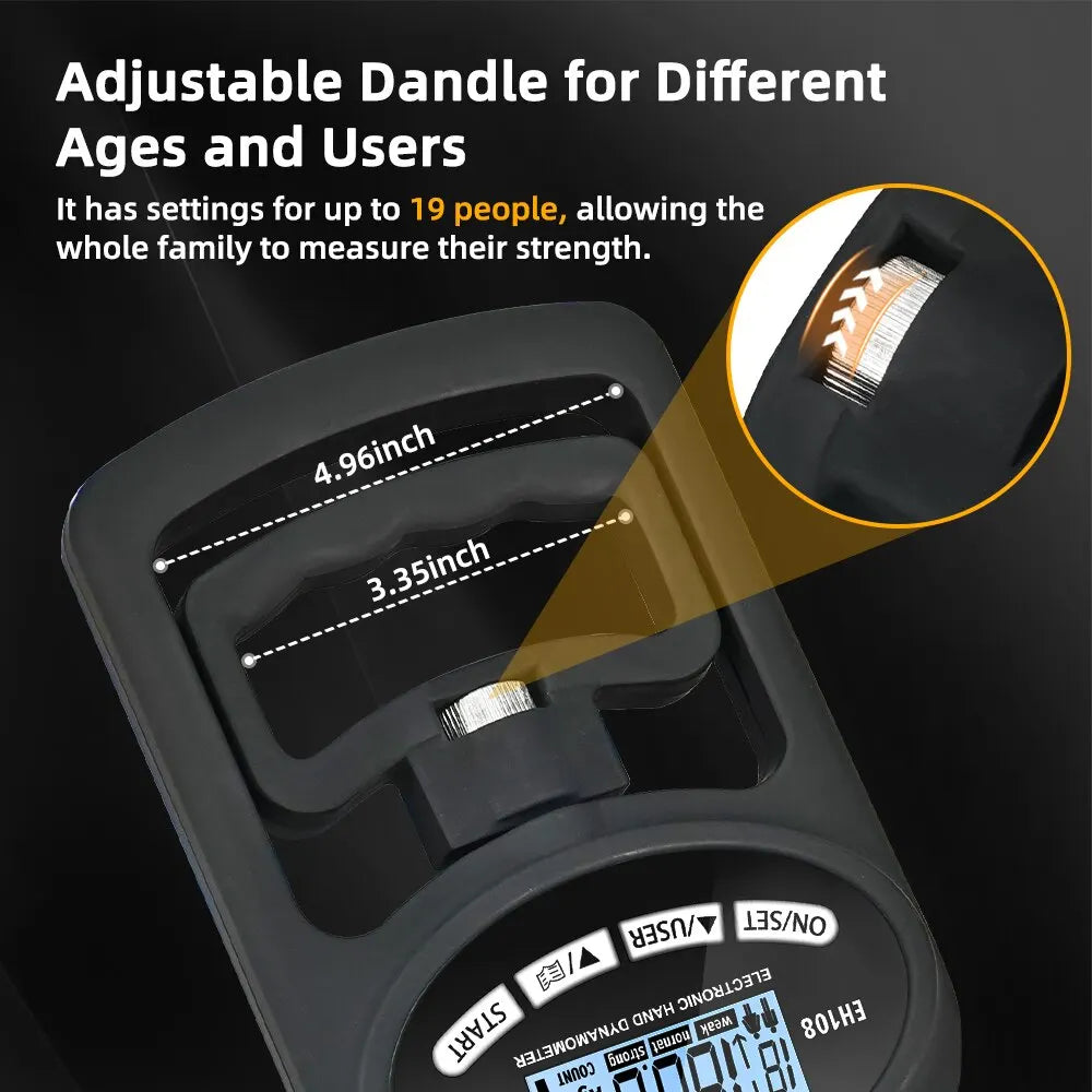 Digital Grip Strength Tester: 265lbs/120kg Hand Dynamometer with USB LCD Screen - Ideal for Power Training & Sports