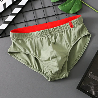Men’s Cotton Briefs with Convex Pouch – Low Rise Breathable Solid Color Comfortable Youth Underwear Fit
