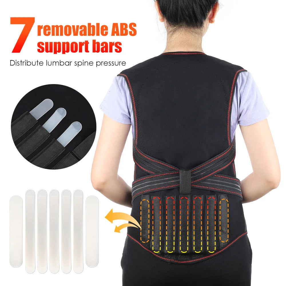 Tourmaline Magnetic Heated Vest — Self-Heating Thermal Waist Brace & Lumbar Support Corset for Posture Correction and Pain Relief