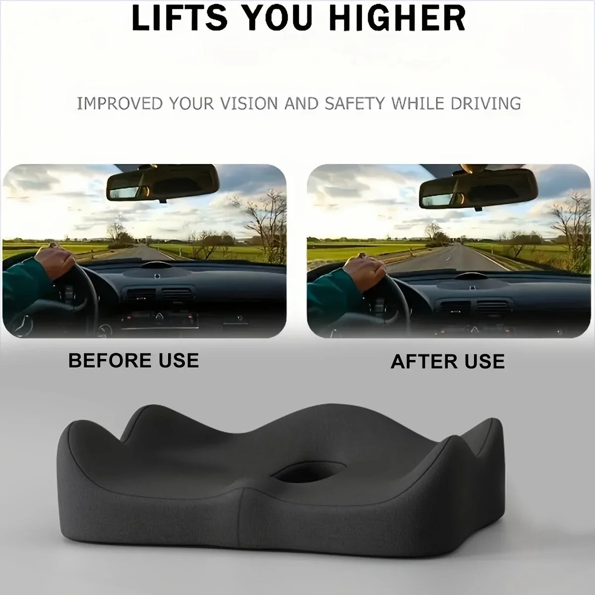 Memory Foam Seat Cushion - Lumbar Support Pad for Car, Office Chair & Desk Use