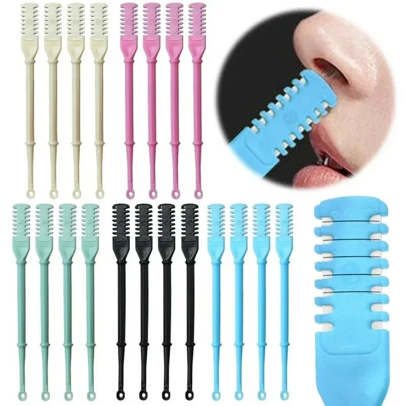 Manual Double Head Nose Hair Trimmer - Painless Portable Nostril Hair Remover & Ear Brow Grooming Tool