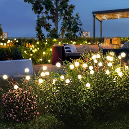 8LED Solar Firefly Garden Lights - Waterproof Outdoor Decorative Lights for Patio, Pathway & Yard Warm Lighting