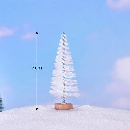 Mini Artificial Christmas Tree Figurine — Sisal, Silk & Cedar Pine for Fairy Garden, Micro Landscape & New Year Decor