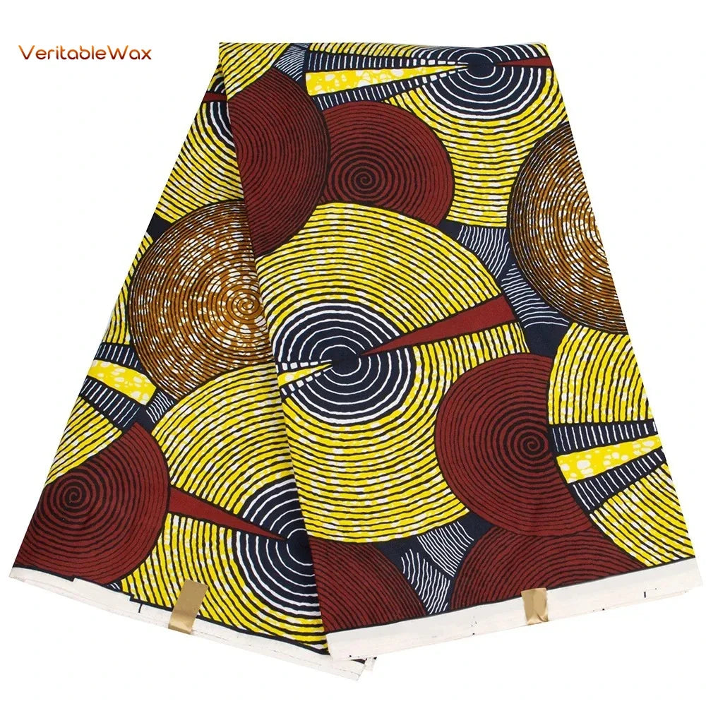 Ankara African Wax Print Fabric - Batik Pagne Polyester Material for DIY Sewing, Patchwork & Wedding Dress Craft