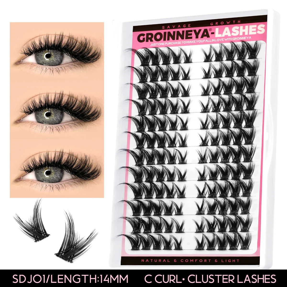 Lash Clusters Extension Kit – Fake Eyelashes Set with Lash Bond, Seal, and Applicator Tool for Makeup
