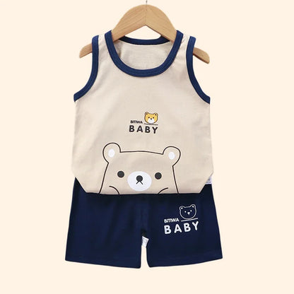 Kids Summer Vest & Shorts Set - Cotton Sleeveless T-Shirt Outfit for Boys & Girls