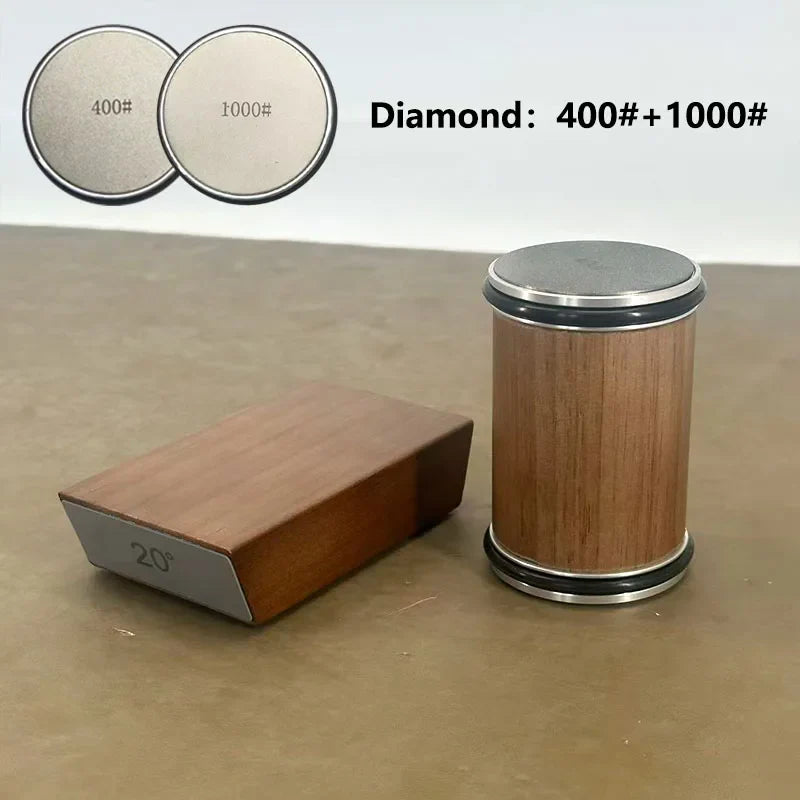 Rolling Knife Sharpener & Magnetic Holder – Diamond Sharpening Stone Kit with 15° and 20° Angle Rollers for Kitchen