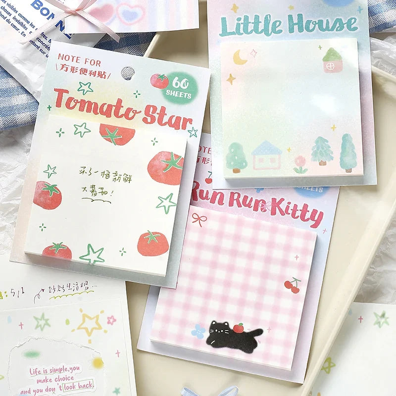 60PCS Kawaii Message Memo Paper Set - DIY Scrapbook Background Sheets for School, Office & Handmade Crafts