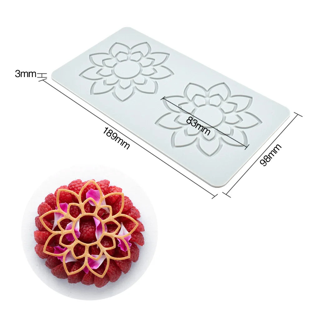 Various Leaves & Geometric Flower Silicone Cake Lace Mold — Cake Decorating Border Tool for Baking