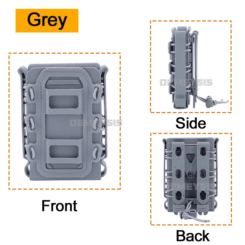 5.56mm & 7.62mm Tactical Fast Mag Pouch - MOLLE Belt Clip Soft Shell Rifle & 9mm Magazine Carrier