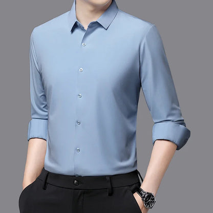 Men's Ultra-Stretch Shirt - Silky Long Sleeve Business & Casual Dress Shirt