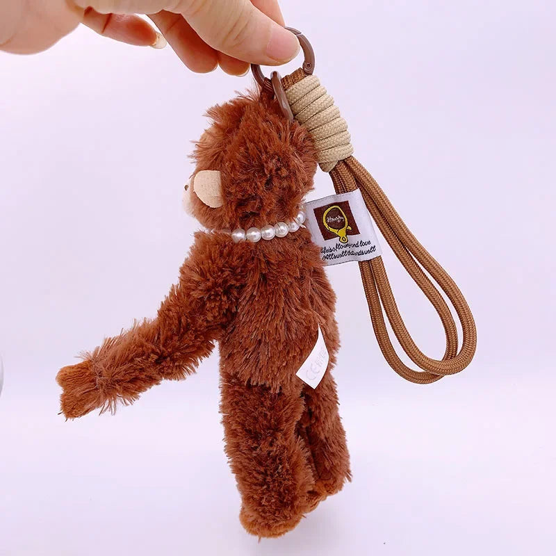 Cute Monkey Plush Pendant - Soft Stuffed Animal Backpack Keychain Bag Charm