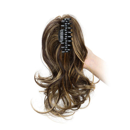 Synthetic 12-Inch Curly Claw Clip Ponytail – Short Ponytail Extensions for Women, Black Brown Blonde Hairpiece