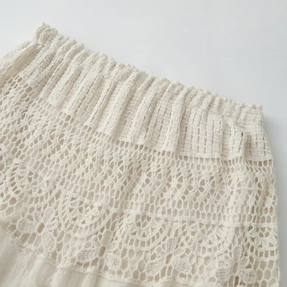 Women’s Lace Crochet Maxi Skirt - A-Line Boho Beach Cover Up for Summer Holiday Outfits