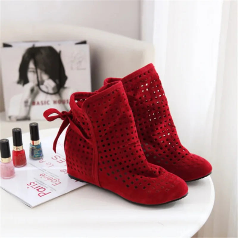 NASBAVI Women’s Hollow Summer Boots - Openwork Crochet Lace Ankle Booties, Fashionable Plus Size 43
