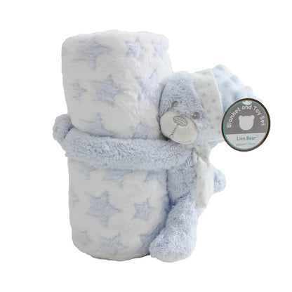 2-Piece Baby Gift Set – Pink Bunny Plush Flannel Blanket & Stuffed Animal for Newborn Sleeping