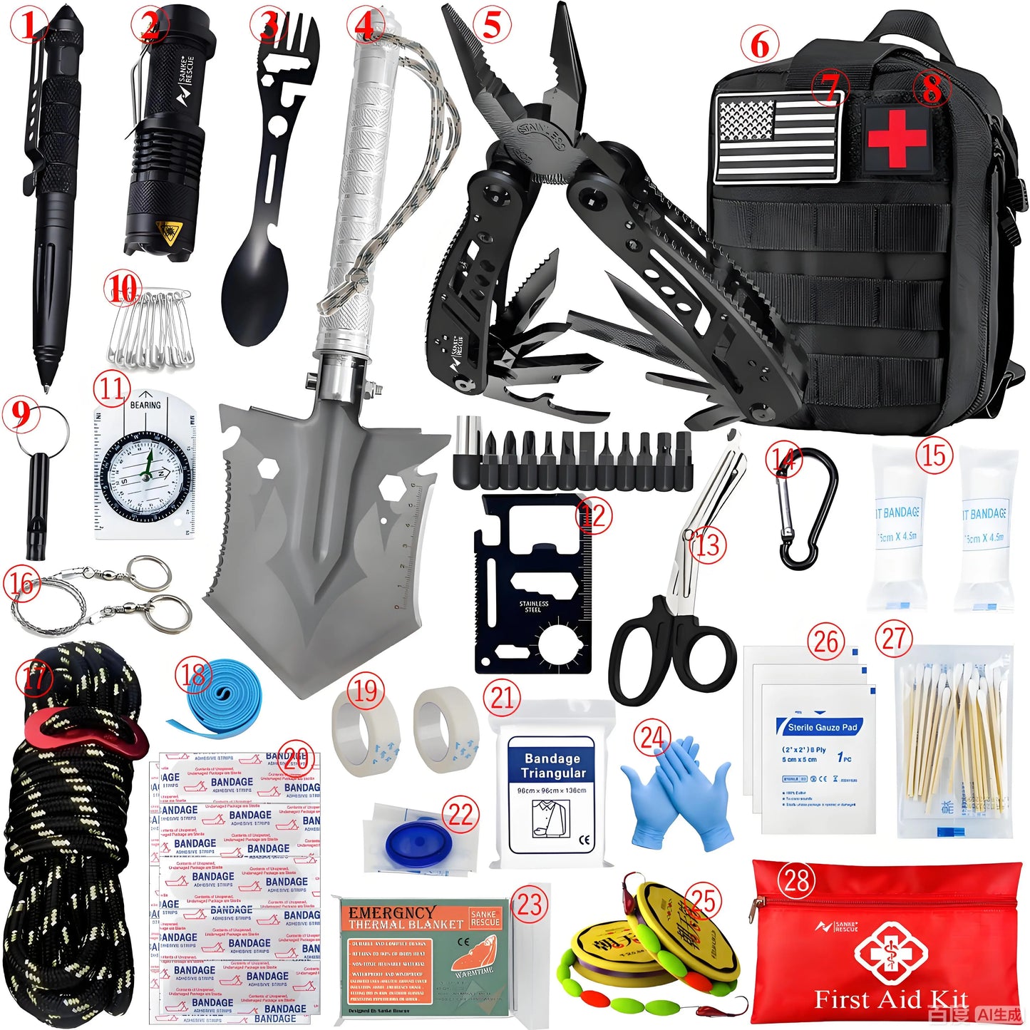 Car Survival First Aid Kit - MOLLE Outdoor Emergency Trauma Pack for Camping Hiking IFAK EDC Safety Essentials