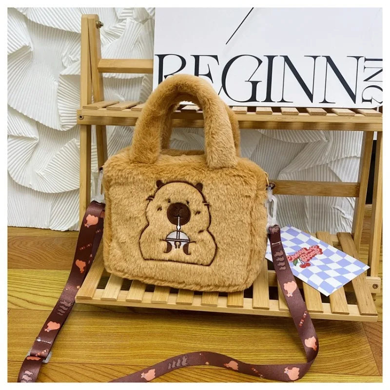 Cartoon Plush Crossbody Bag - Cute Kapybara Plush Doll Handbag, Anime Peripheral, Children's Coin Bag