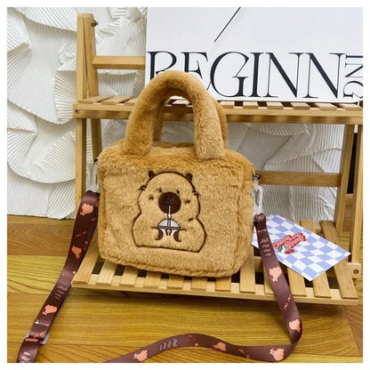 Cartoon Plush Crossbody Bag - Cute Kapybara Plush Doll Handbag, Anime Peripheral, Children's Coin Bag