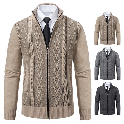Men's Autumn Winter Cashmere Knit Sweater Coat - Padded Warm Casual Pullover Jacket