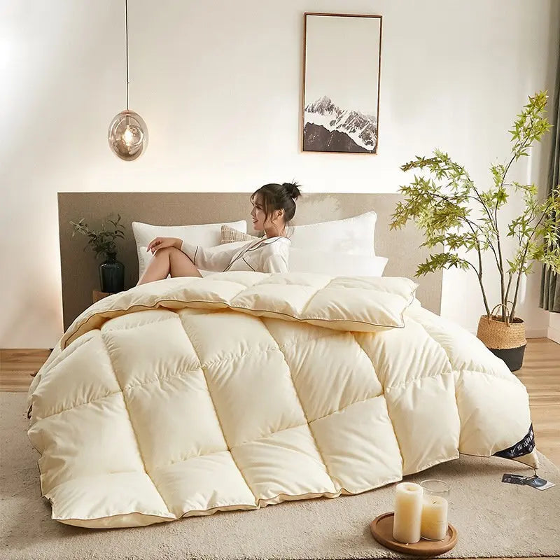 95% White Goose Down Quilt – Winter Cotton, Thick & Lightweight, High-Quality Breathable Household Bedding