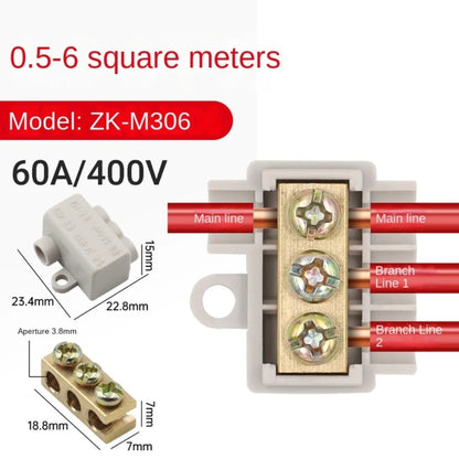 T-Shaped Quick Crimp Wiring Terminal — Locking Electrical Wire Connector for Cable Junction Box ZK-M306 ZK-M406