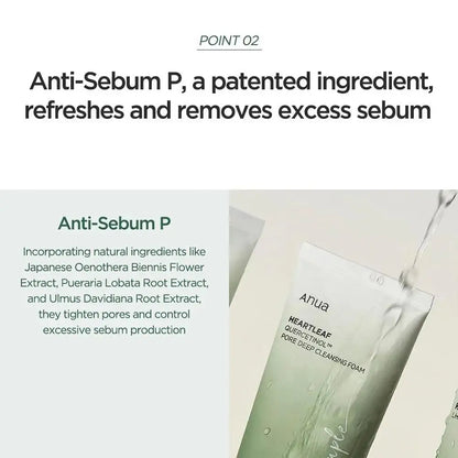 Heartleaf Quercetinol Deep Cleansing Foam Cleanser – Pore-Refining Skin Care for Women