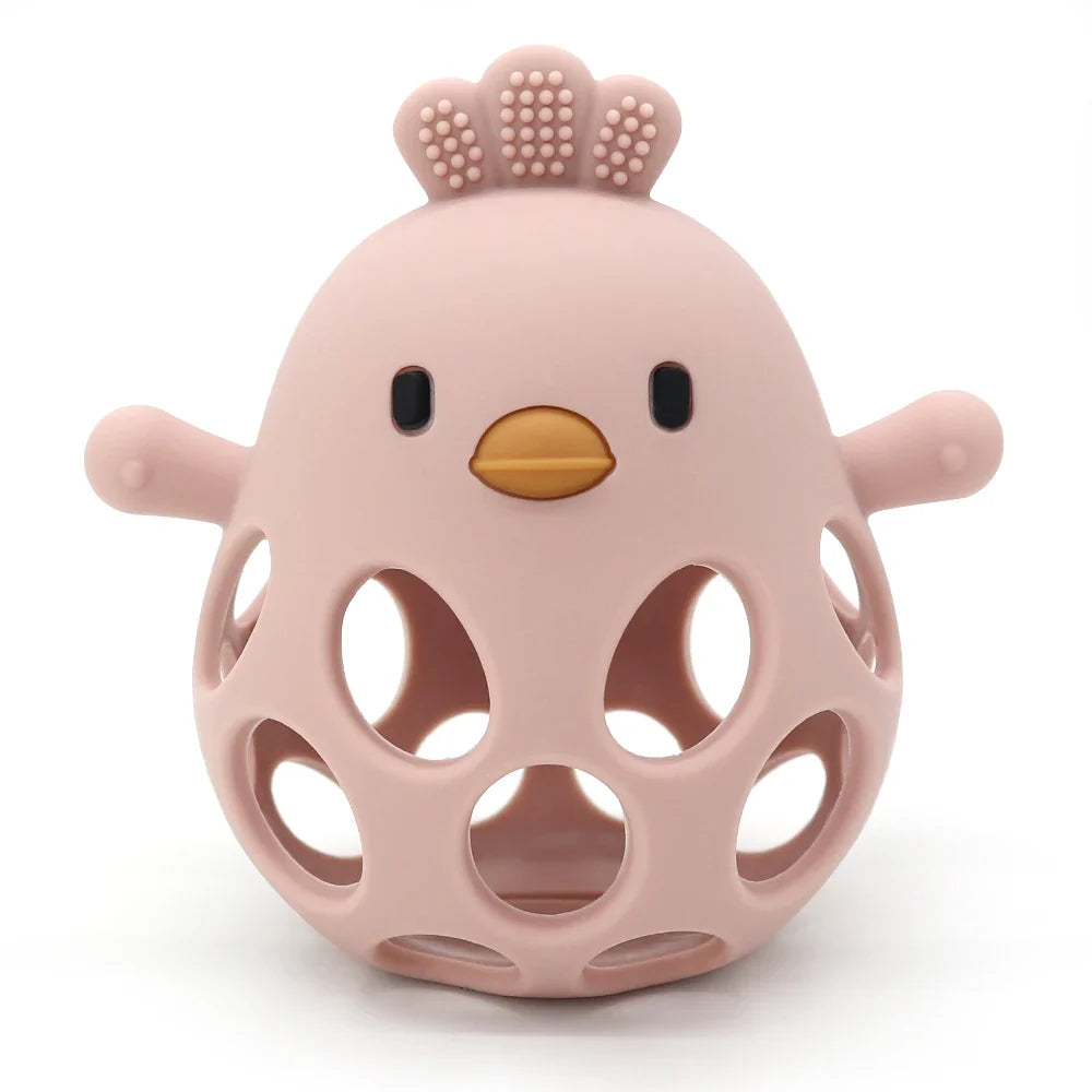 Baby Chick Silicone Teether - Cartoon Hollow Chewing Toy for Infant Teething Training & Care
