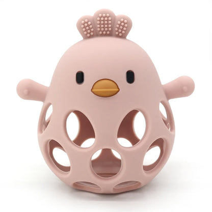 Baby Chick Silicone Teether - Cartoon Hollow Chewing Toy for Infant Teething Training & Care