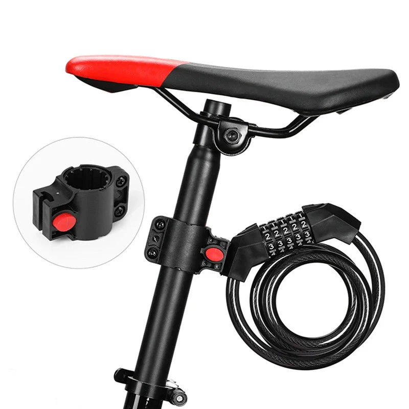 Universal Bicycle Lock - Mountain Bike 5 Digit Password Lock - Portable Anti-theft Security Steel Chain Motorcycle Lock