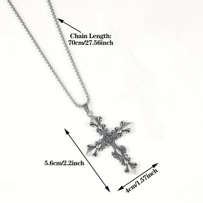 High-Quality Titanium Steel Cross Pendant Necklace – Non-Fading Hip-Hop Chain, Trendy Unisex Statement Jewelry for Men and Women