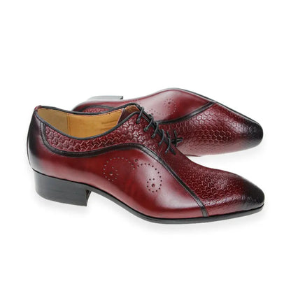 Men’s Genuine Leather Brogue Shoes - Formal Evening Wedding Dress Shoes with Side Carving